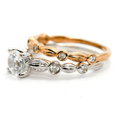 Diamond Engagement Ring and Wedding Set,  Bridal Set, Wedding Set,  6.5 mm "Forever Brilliant" Moissanite Engagement Ring - FBY11670