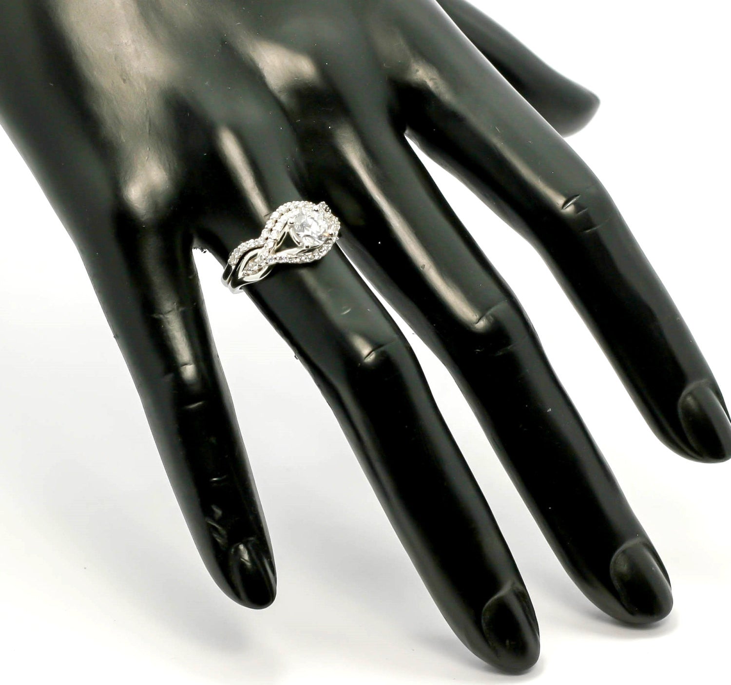 Unique Design, Diamond Engagement Ring and Wedding Band Set,  Bridal Set, Wedding Set, 6.5 mm "Forever Brilliant" Moissanite Anniversary Ring - FBY11573