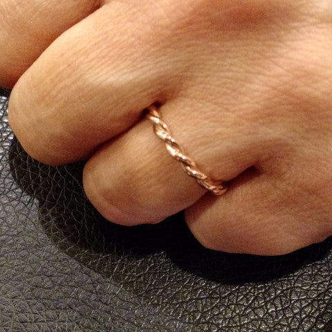 Hand Twisted Cable Rope Wedding Band Unique Stackable, Stacking Ring,14k Rose Gold, Yellow Gold, White Gold, Stacking Ring - ROP25WB