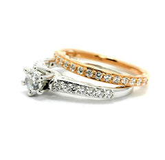 Diamond Engagement Ring and Wedding Band Set,  Bridal Set, Wedding Set, .50 Carat  "Forever Brilliant" Moissanite Anniversary Ring - FBY11667