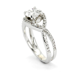Diamond Engagement Ring and Wedding Set, Unique Infinity Style With 1 Carat Forever Brilliant Moissanite + .75 Carat Diamonds, Split Shank - FB85040