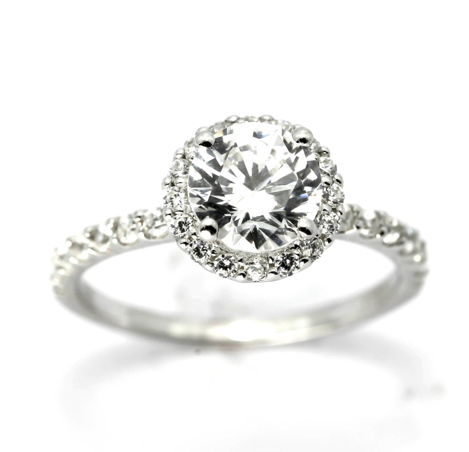 Semi Mount Engagement Ring, Unique Floating Halo For 1 Carat Center Stone, Has .45 Carat Diamonds, Anniversary Ring - Y11659