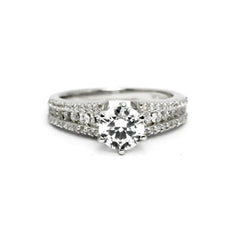 Moissanite Engagement Ring, Unique Solitaire With 6.5 mm Forever Brilliant Moissanite & .64 Carat Diamonds, Anniversary Ring - FBY11603