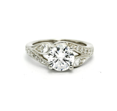 Unique Design Shank, Diamond Engagement Ring 8 mm (2 Carat) "Forever Brilliant" Moissanite Anniversary Ring - FBY11600SE
