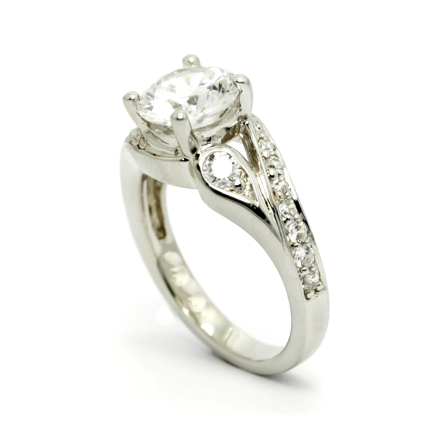 Unique Design Shank, Diamond Engagement Ring 8 mm (2 Carat) "Forever Brilliant" Moissanite Anniversary Ring - FBY11600SE