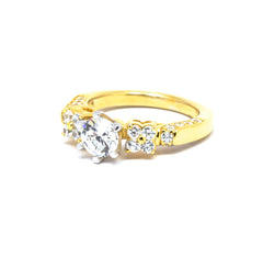 Moissanite Engagement Ring, Unique .75 Carat (6 mm)  Forever Brilliant Moissanite Center Stone & .70 Carat Diamonds, Anniversary Ring - FBY11601