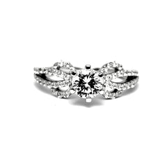 Unique Split Shank Diamond Engagement & Wedding Ring Set, Unique Wedding Set Design, 6.5 mm "Forever Brilliant" Moissanite Anniversary Ring - FBY11576
