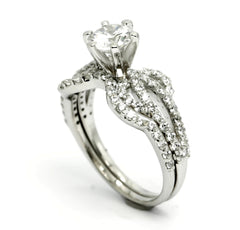 Unique Split Shank Diamond Engagement & Wedding Ring Set, Unique Wedding Set Design, 6.5 mm "Forever Brilliant" Moissanite Anniversary Ring - FBY11576