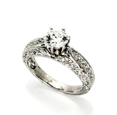 Diamond Engagement Ring With 1 Carat  "Forever Brilliant" Moissanite And .49 Carats Of Diamonds, Anniversary Ring - FBY11622