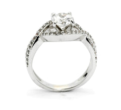 Engagement Ring/Wedding Ring, Unique Infinity Style With .75 Carat Diamonds, Split Shank 1 Carat Forever Brilliant Moissanite Center Stone - FB85040
