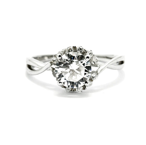 Diamond Engagement Ring, Unique Halo Design With .75 Carat GIA Certified Diamond Center Stone & .17 Carat Diamonds Accent Stones, Anniversary Ring - WDY11657